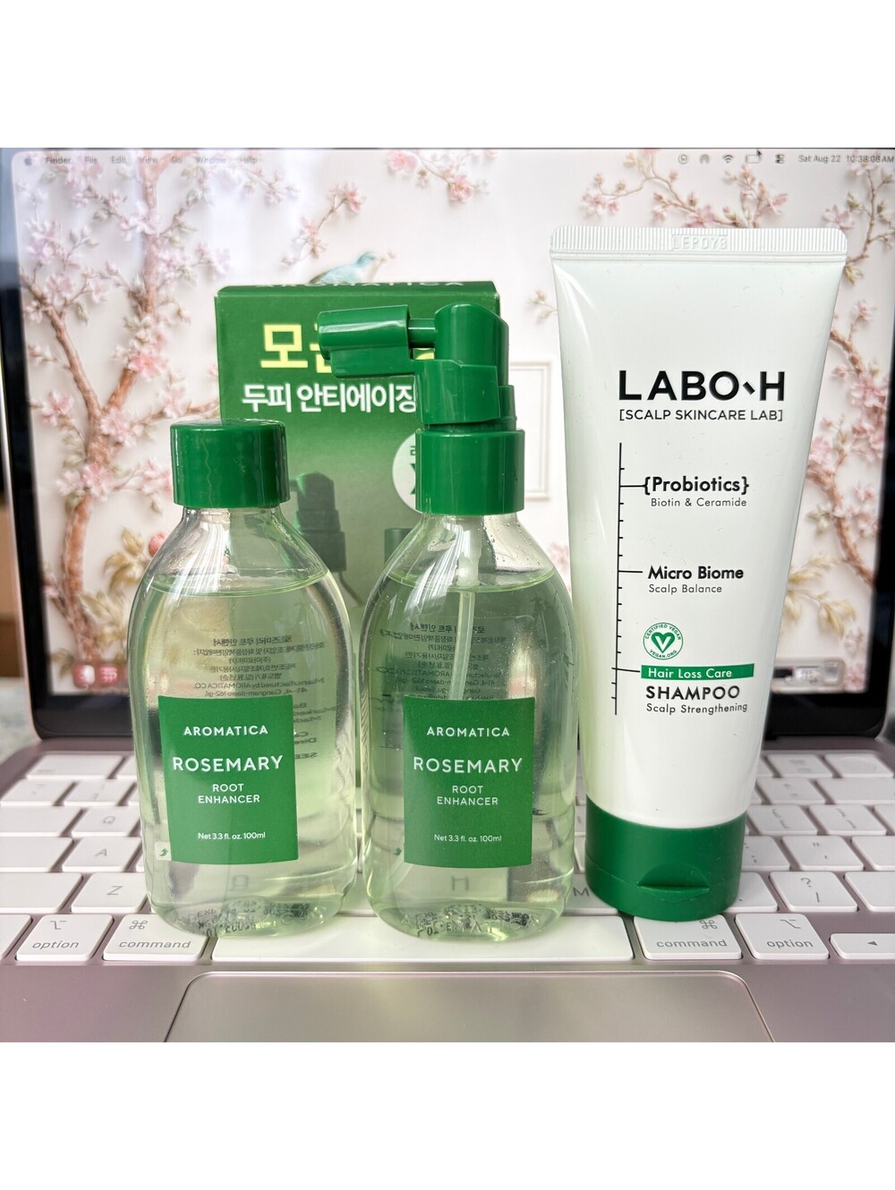 Aromatica Rosemary Root Enhancer Serum + Labo-H Hair Growth Shampoo Travel Size